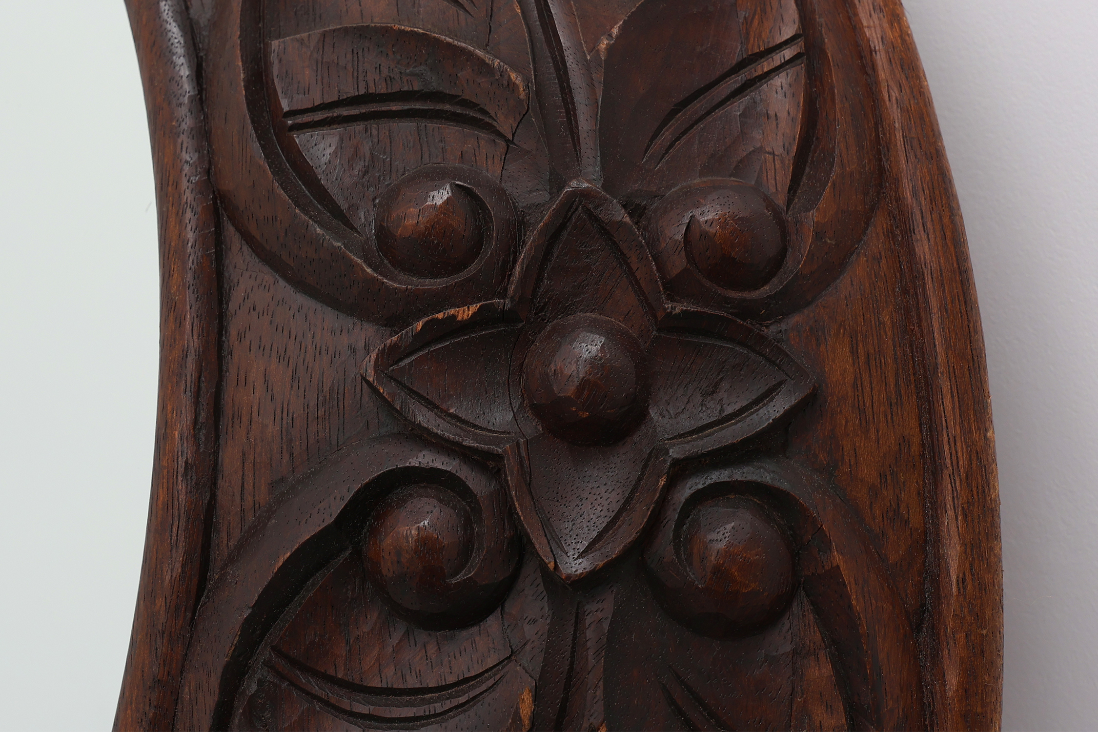 Large oak rustic wall mirror with floral carvings, France 1900sthumbnail